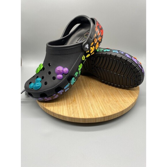 Crocs Shoes Mens 10 Womens 12 Disney Mickey Rainbow Pride Celebration Black - Picture 10 of 16